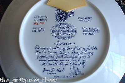 D'Arceau Limoges collector plate "January" NIB with original box and certs ORIGI Item image 7