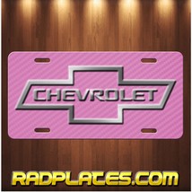 CHEVY BOWTIE Inspired Art on Pink Simulated Carbon Fiber Aluminum license plate - £15.36 GBP