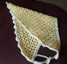 Crocheted Triangular Head  Scarf Yellow with white trim - $5.00