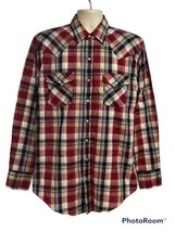 Ely Cattleman Tall Man Western Plaid Pearl Snap Shirt Large Flap Pockets - £23.29 GBP