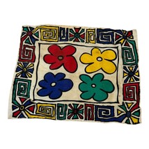 Vintage Bright Colorful Flower Handkerchief floral hankie Retro MCM Kits... - £9.55 GBP