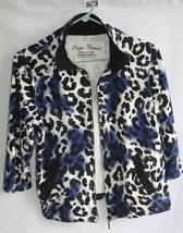 Onque Casuals Black White Blue Size 8 Zipper Front 3/4 Sleeve #8678 - £14.08 GBP