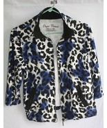 ONQUE CASUALS BLACK WHITE BLUE SIZE 8 ZIPPER FRONT 3/4 SLEEVE #8678 - $17.99