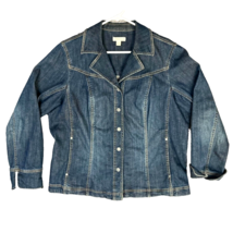 Coldwater Creek Jean Jacket Ladies 18 Blue Denim Blazer Notched Collar B... - £16.07 GBP