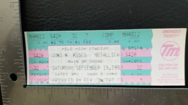 GUNS N ROSES / METALLICA - VINTAGE SEPT 19 1992 DENVER CO MINT WHOLE SHO... - £30.09 GBP