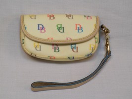 DOONEY and BOURKE Cream Signature WRISTLET small Wallet leather trim - F... - £15.80 GBP