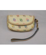 DOONEY and BOURKE Cream Signature WRISTLET small Wallet leather trim - F... - £15.92 GBP