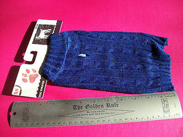 Pet Gift Dog Clothes XS Solid Dark Blue Sweater Outfit Cold Weather Wear... - £4.32 GBP