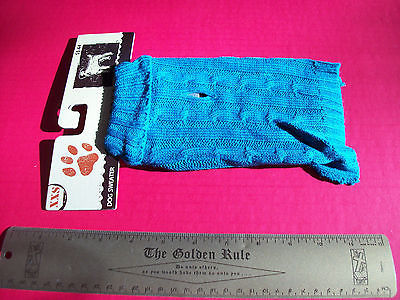 Pet Gift Dog Clothes XXS Solid Aqua Sweater Outfit Cold Weather Winter A... - $5.49