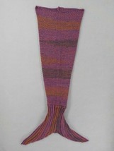 Mermaid Tail Blanket Adult Medium 44inch Knit Multicolor Pink Cocoon Cozy Lounge - £14.94 GBP