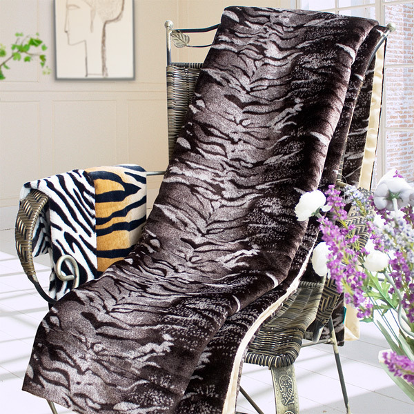 [Animal Tiger Brown]Micro Mink Throw Blanket 14.5 OZ filling