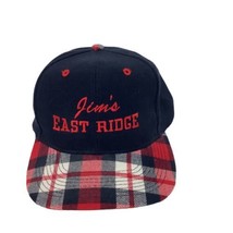 Jims East Ridge TN Navy Blue Plaid Wool Blend Baseball Hat Cap Snapback - £11.96 GBP