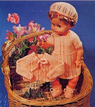 Vintage Knitting pattern for 20&quot; 51cm tall dolls. Dress, jacket, cap and... - $2.15