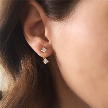 Solitaire Ear Jacket Earrings, Front Back Earrings , Double Stone Ear Ja... - $16.00