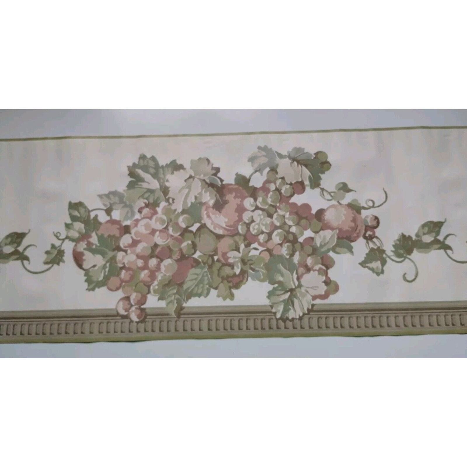 Seabrook Pre-pasted Decorative Border - 5 yds - Fruit Grapes Peaches - 1... - £5.95 GBP