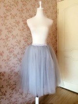 Grey Knee-length Tulle Tutu Skirt Outfit Womens Plus Size Fluffy Tulle Skirt image 1