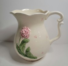 Vintage Ceramic Pitcher with 3D Rose on the Front - £12.17 GBP