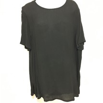Eileen Fisher NY S Black Textured Rayon Pullover Top Short-Sleeve Made i... - $35.77