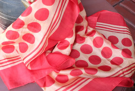 Pure Silk Scarf with Red Polka Pattern   - $34.99