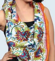 Free Shipping in US - Chanderi Silk Hand Painted Hand Block Printed Multi Color  - £23.97 GBP
