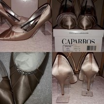 new caparros satin shoes heels wedding beige woman US Size 12MB MEDIUM - £51.04 GBP