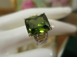 2CT Emerald Peridot Citrine Simulated Womens Ring 14k White Gold Plated Silver - £87.78 GBP