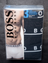 HUGO BOSS Uomo 3-Pack Nero Cotone Elastico Tronco Boxer Intimo - £21.14 GBP