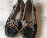 Women&#39;s Blue plaid SPERRY TOP-SIDER slip on boat  shoes Size 8.5 M Leather - £22.15 GBP