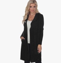 White Mark Womens One Size Black Solid Hooded Cardigan Sweater NWT Z84 - £17.72 GBP