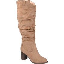 Journee Collection Women Slouch Riding Boots Aneil Size US 11 Wide Calf Taupe - £23.71 GBP