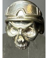 Skull ring size 10.25 biker band cast ring sterling silver from Ukraine - $4,111.15 MXN