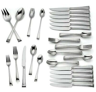 Lenox Urbane 50 Piece 18/10 Stainless Flatware Set Service for 6 New - £133.44 GBP