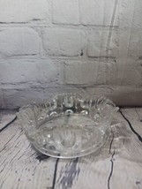 Crystal Clear Cut Glass Round Bowl Nut Candy Dish Bowl Ruffled Edge 6.5&quot; W 2.25T - $11.38