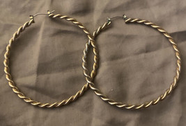 3” Gold Hoop Earrings Gold Twist - £3.07 GBP