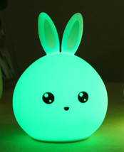 Cute Night Light Animal Rabbit Night lamps Touch Sensor Silicone LED Col... - £15.97 GBP