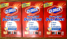 3X CLOROX TRIPLE ACTION DUST WIPES - 26 Extra Large/Box - NEW in Sealed ... - $69.99