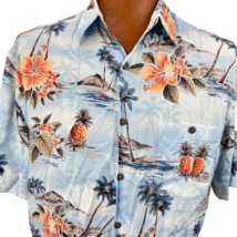 Island Shores Hawaiian Aloha M Shirt Pineapples Cocktails Islands Hibiscus - £39.95 GBP
