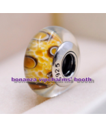 925 Sterling Silver Handmade Glass Bead Brown Leopard Murano Glass Charm  - £3.57 GBP