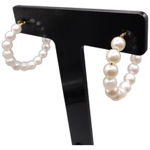 Elegant Trendy Hoop-Shaped Pierced Earrings Imitation White Pearl Timeless Style - £5.94 GBP