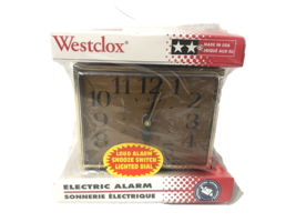 Vtg Westclox Electric Alarm Clock Wood Panel Brown NOS Dunmar - £46.38 GBP