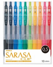 Zebra gel ball pen JJ15-10CA sarasa clip 0.5 10 colors Ballpoint Pens Japan - £11.67 GBP