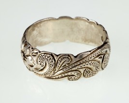 Magnifique Argent Sterling Gravé Floral Bague Taille 11 - $125.93