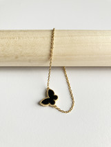 Adjustable Onyx Butterfly Motif Bracelet in Gold - £27.82 GBP