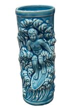Vintage Blue Ceramic Tiki Mug With Surfer Design By Orchids Of Hawaii Japan - $24.12 CAD
