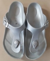 Birkenstock Eva Gizeh Metallic Silver Flip Flop Thong Sandals Size 1 EU 32 - £15.78 GBP