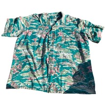 Men 2xl Crashing Waves Palm Trees Hawaiian Button Up Shirt  - $262.16 MXN