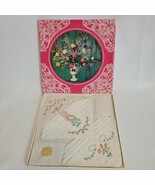 Etonia Opal Ireland Embroidery Handkerchiefs Set Linens Vintage White Pi... - €16,08 EUR