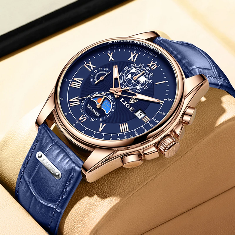 New Watch Luxury Watch Leather 30M Waterproof Sports Quartz Wristwatch C... - £31.17 GBP