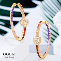GODKI Fashion Heart Love Hoop Earrings Trendy Cubic Zircon Charms DUBAI Round Ho - £28.23 GBP