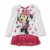 Disney Minnie Mouse Long Sleeve Girls Tunic Top Size 5  6 6X NWTWhite Pink  - £11.95 GBP